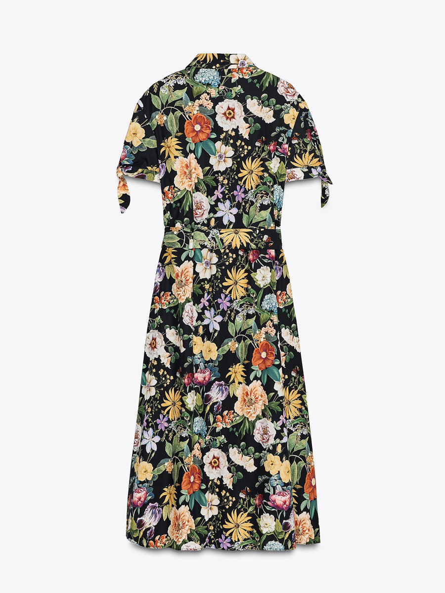 Elegant Floral Print Short Sleeve Dress