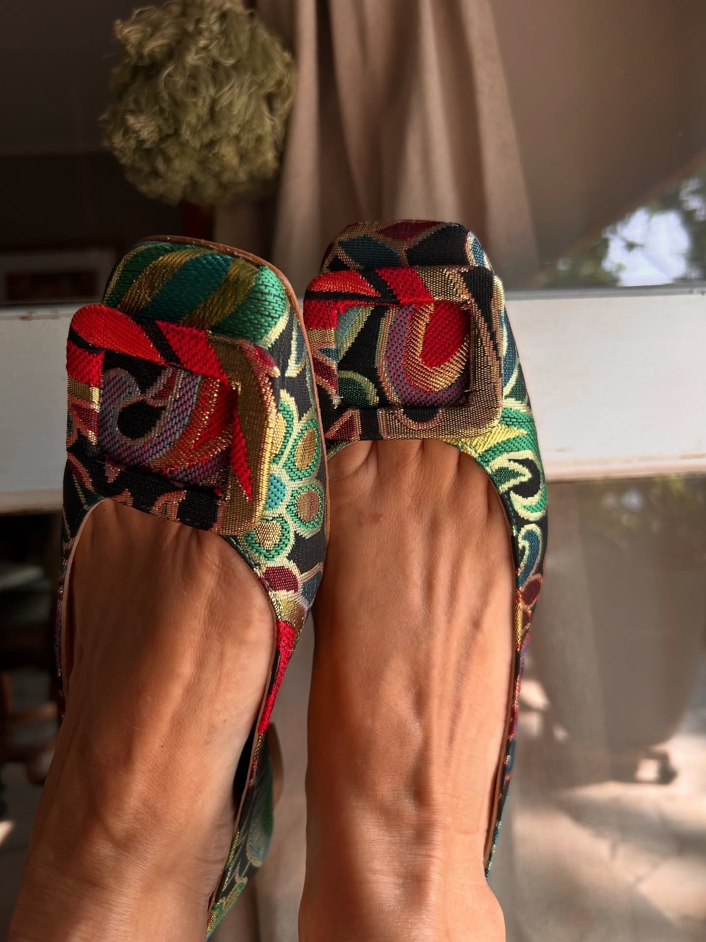Black Brocade Patterned Ballet Shoes