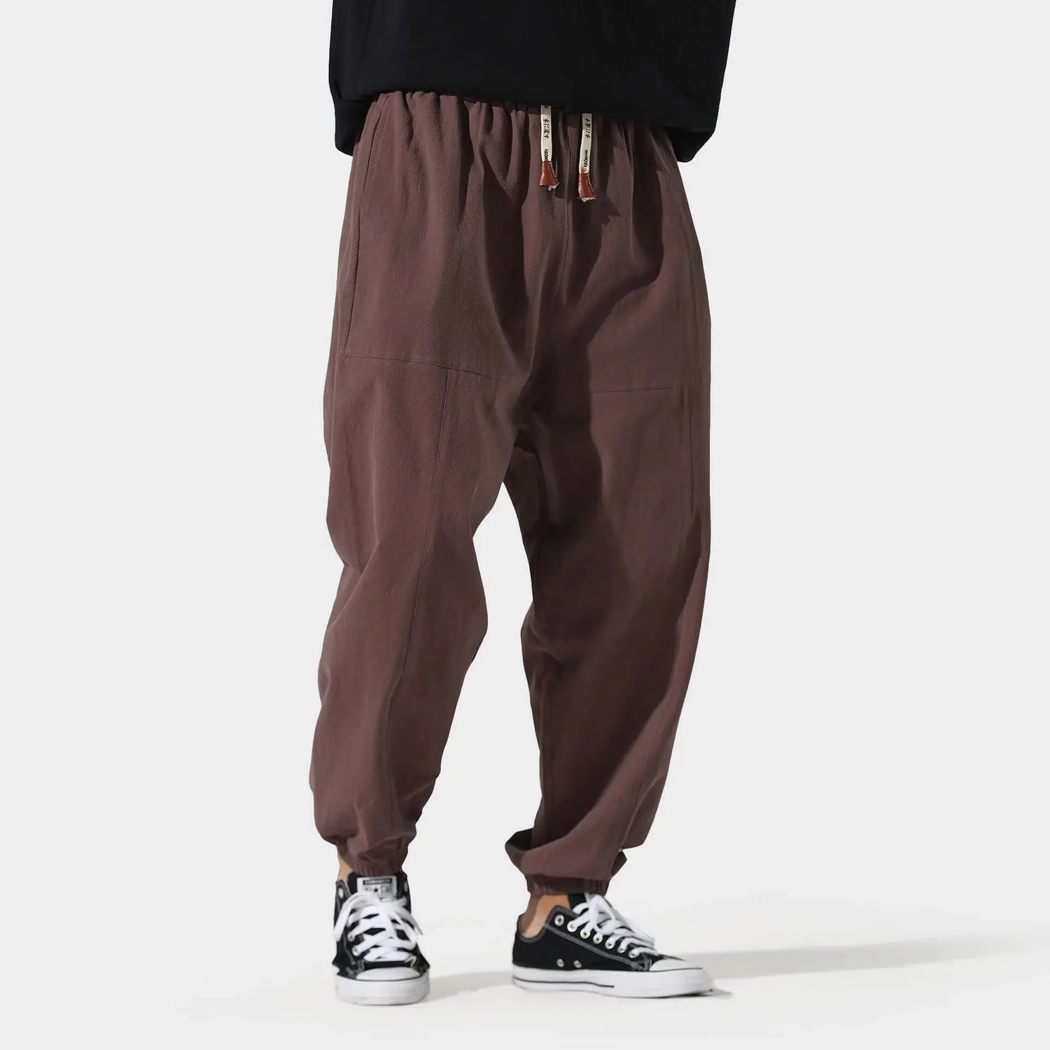 Men's Solid Color Loose Drawstring Casual Pants