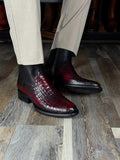 Red Black Crocodile Fuscus Boots Oval
