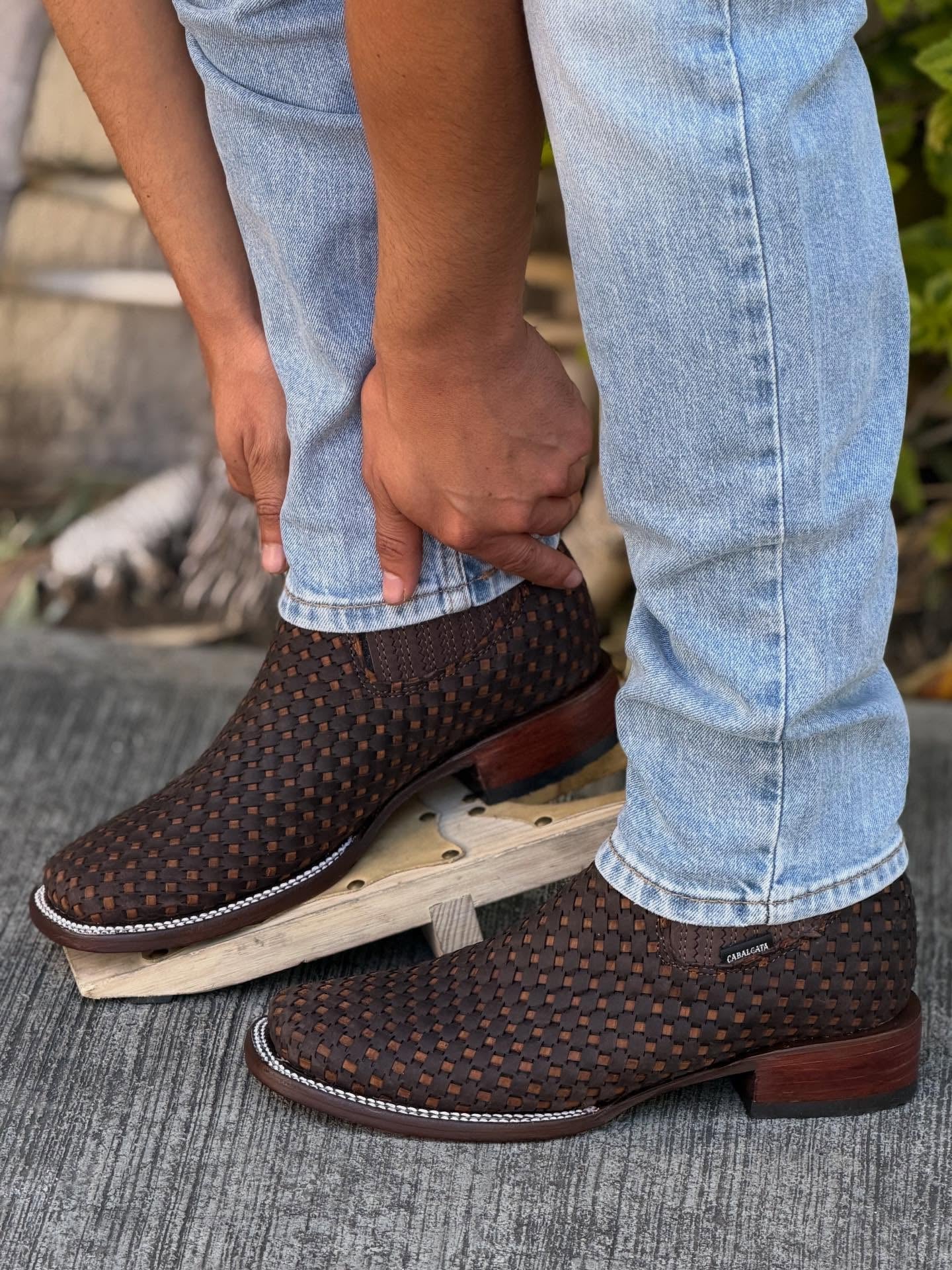 Men’s Basket-Weave Ankle Boots