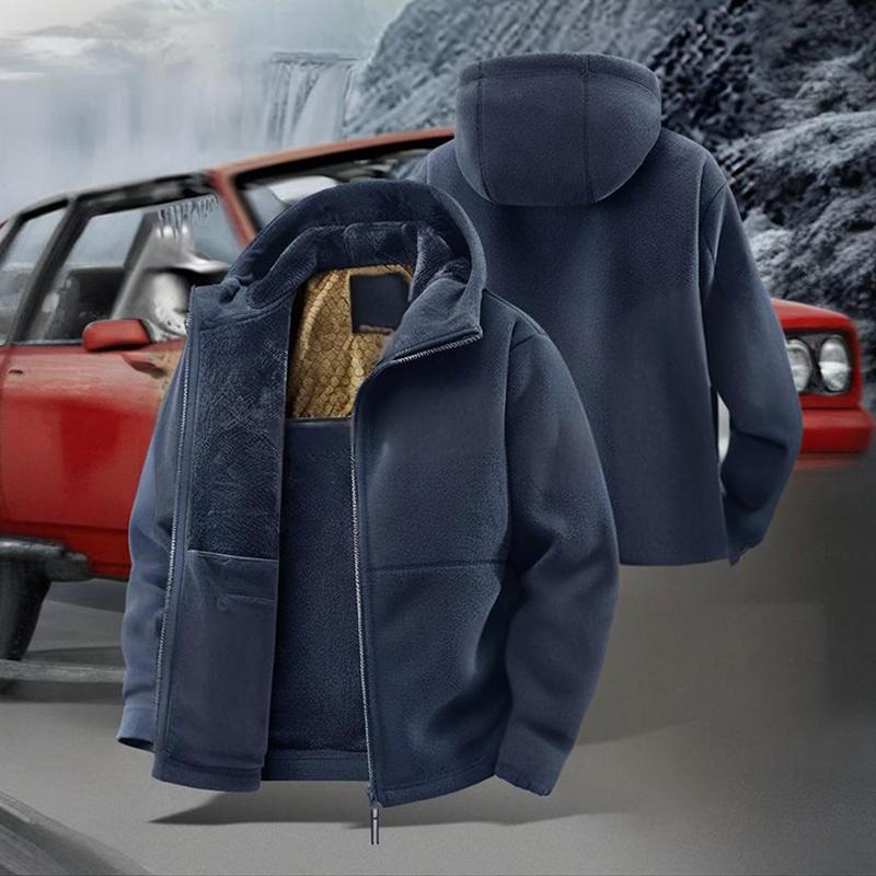 Men's Hooded Casual Fleece Jacket With Zipper