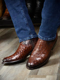 Brown Ostrich Boots Oval