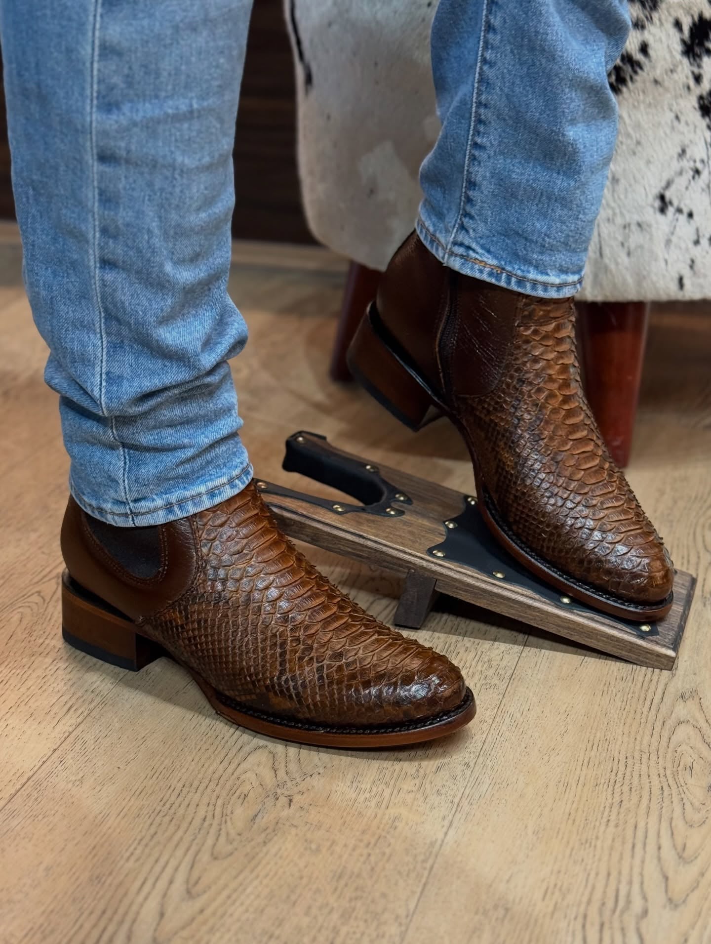 Men's Python Print Cowboy Boots