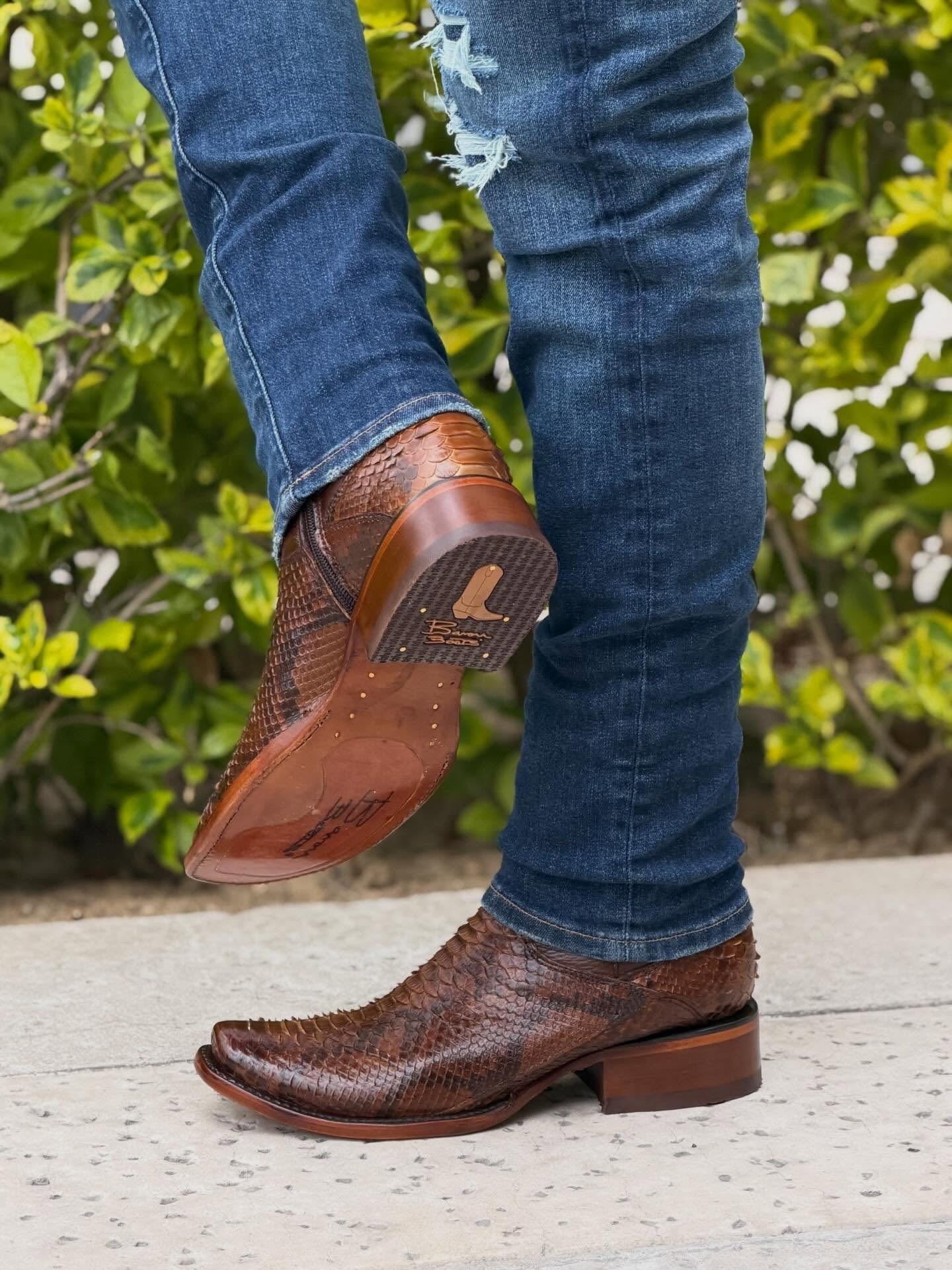 Men's Genuine Leather Python Scale Boots