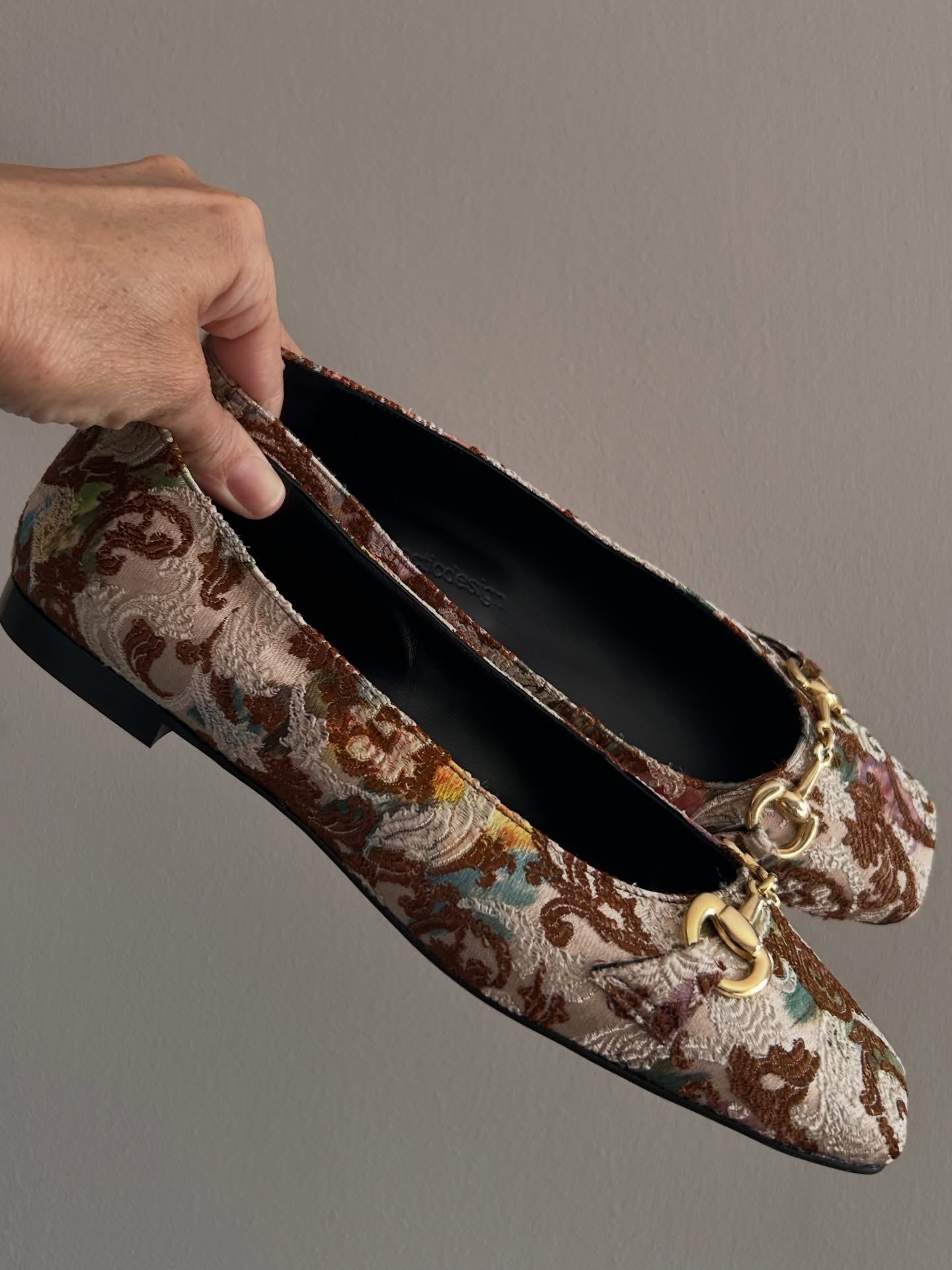 Cognac Brocade Ballerinas