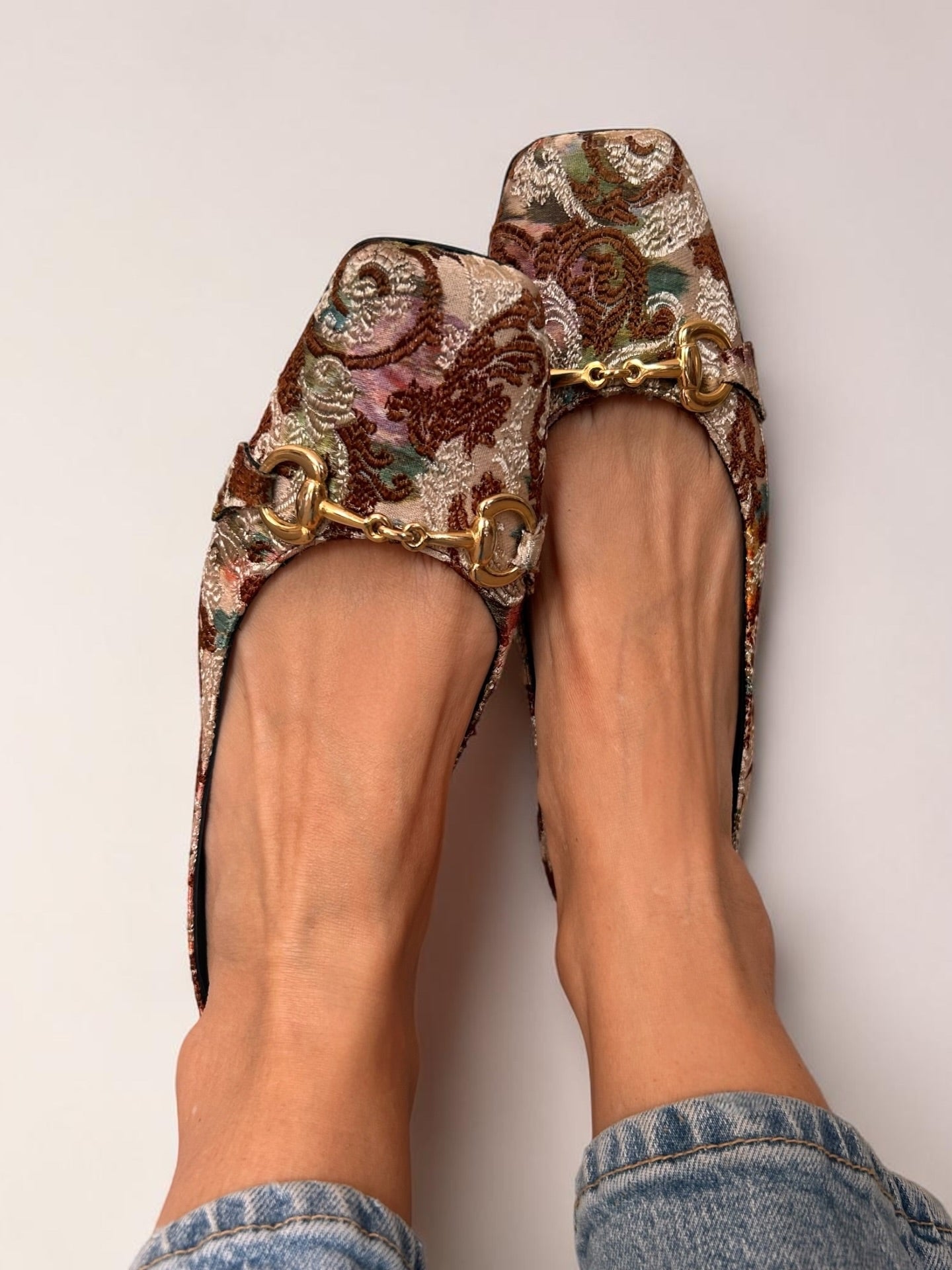 Cognac Brocade Ballerinas