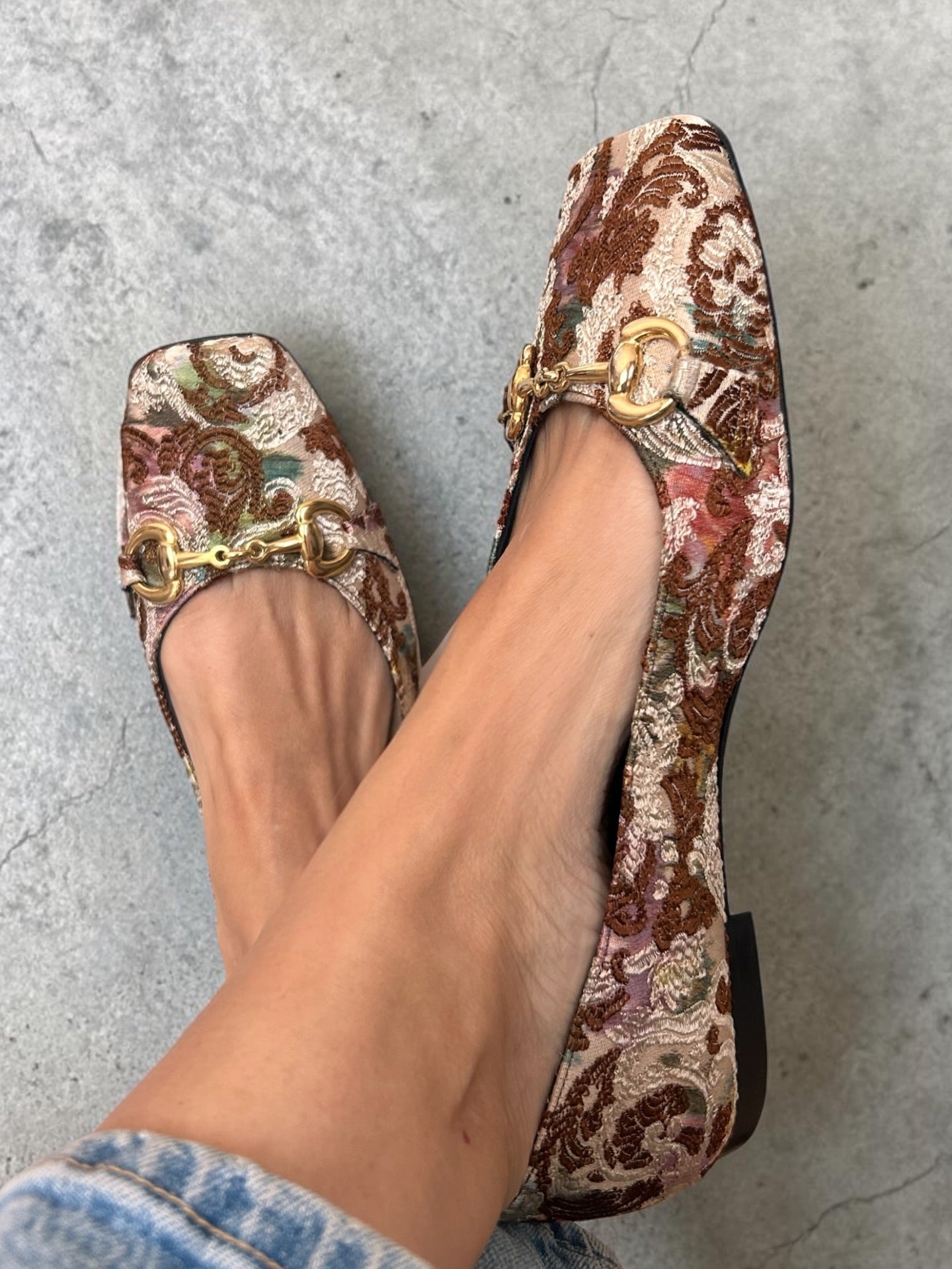 Cognac Brocade Ballerinas