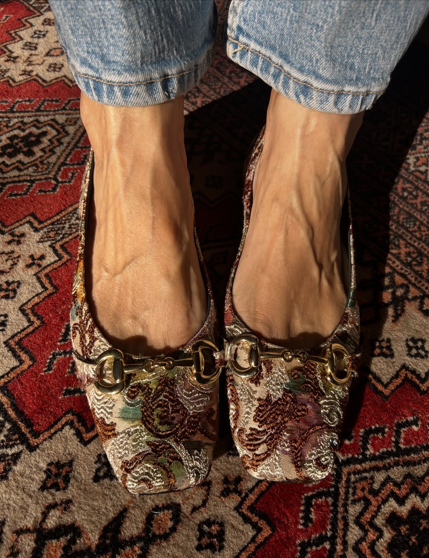 Cognac Brocade Ballerinas