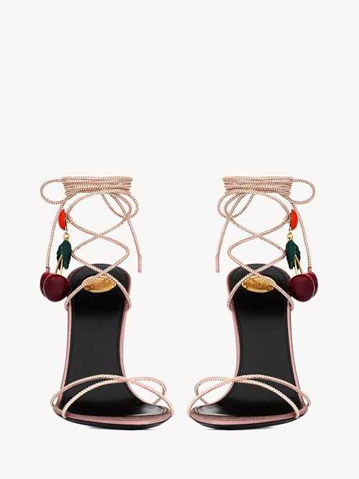 Rhinestone Lace Up High Heel Sandals