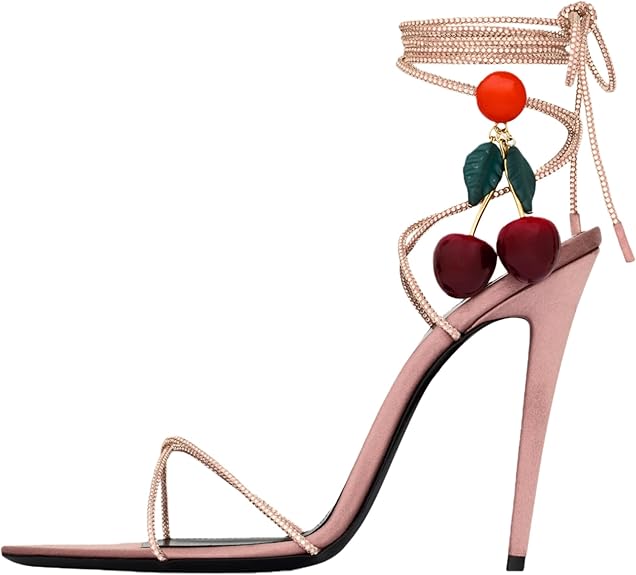 Rhinestone Lace Up High Heel Sandals