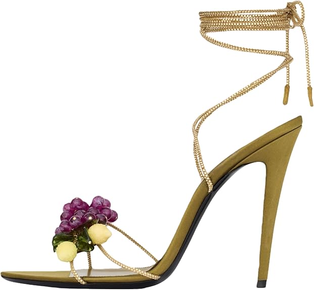 Rhinestone Lace Up High Heel Sandals
