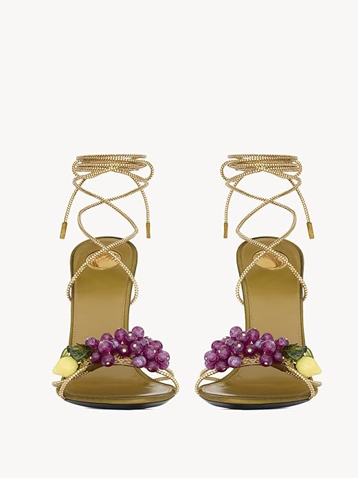 Rhinestone Lace Up High Heel Sandals
