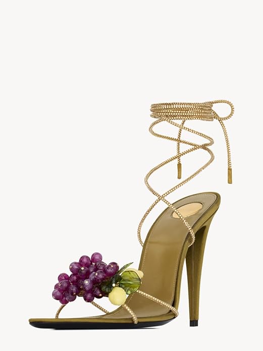 Rhinestone Lace Up High Heel Sandals