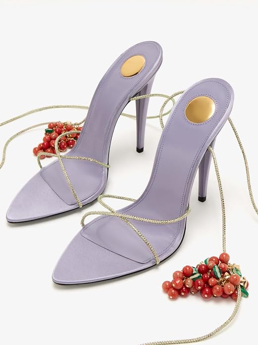 Rhinestone Lace Up High Heel Sandals