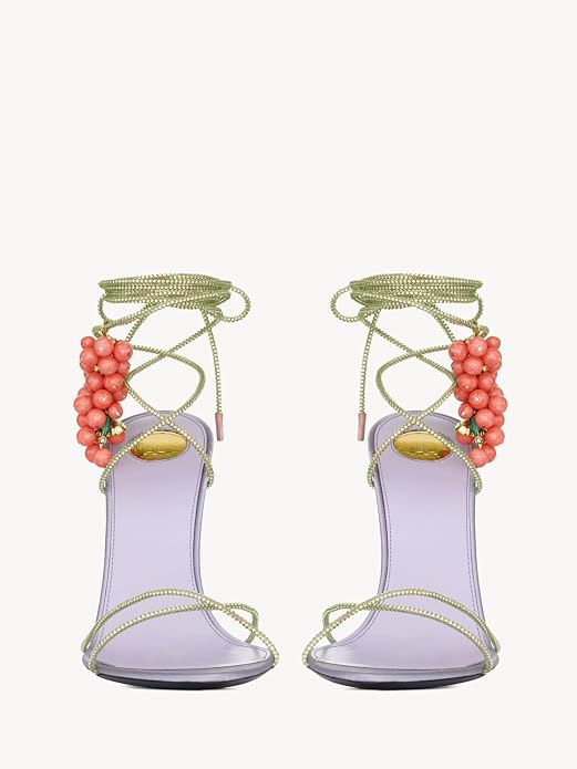 Rhinestone Lace Up High Heel Sandals
