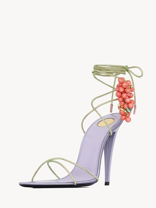 Rhinestone Lace Up High Heel Sandals