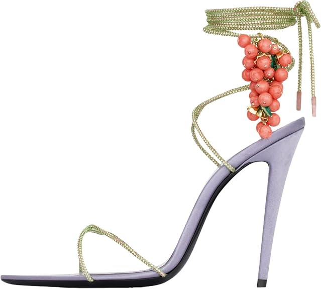 Rhinestone Lace Up High Heel Sandals