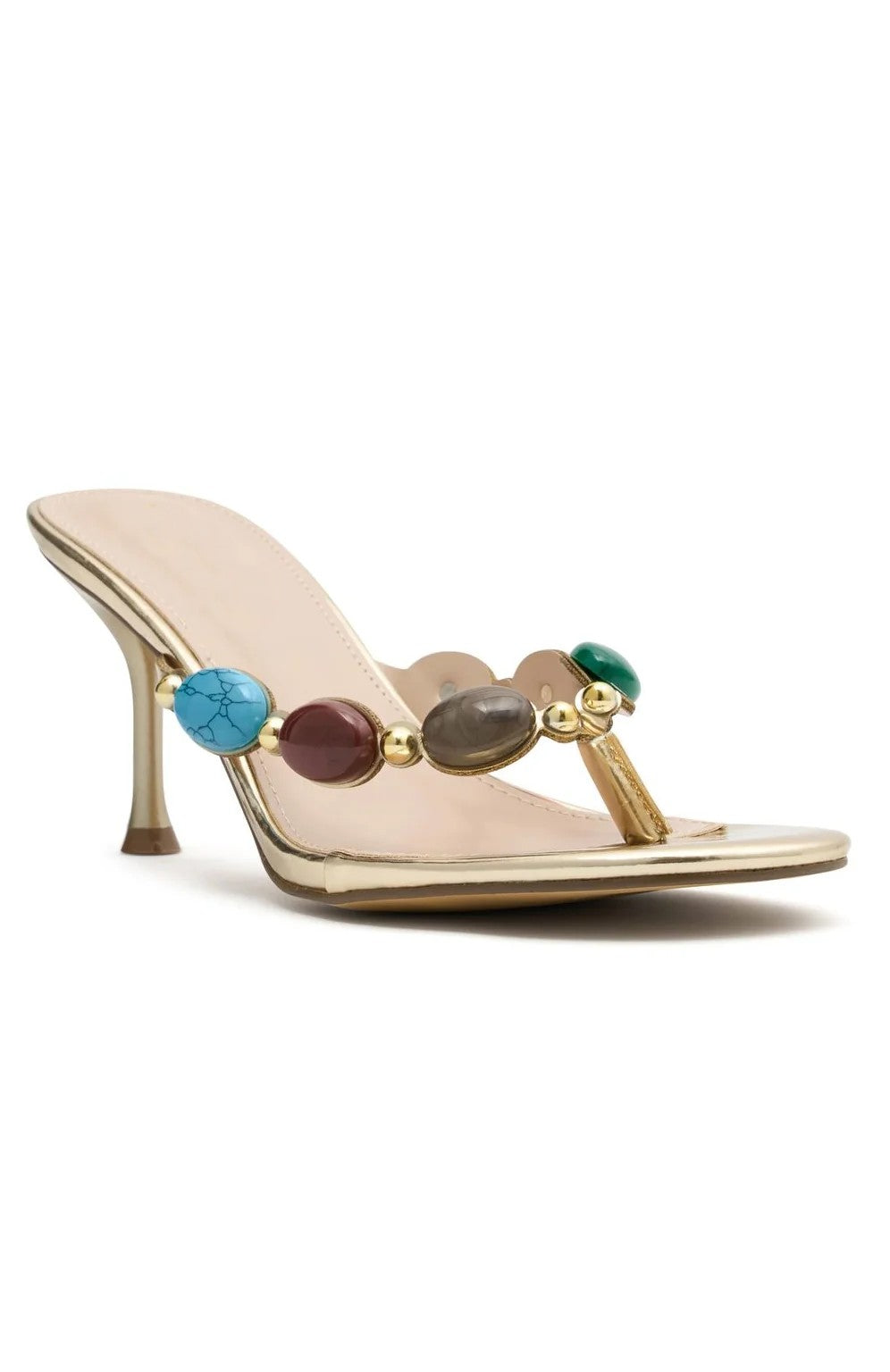 Gemstone Decor Heeled Sandals