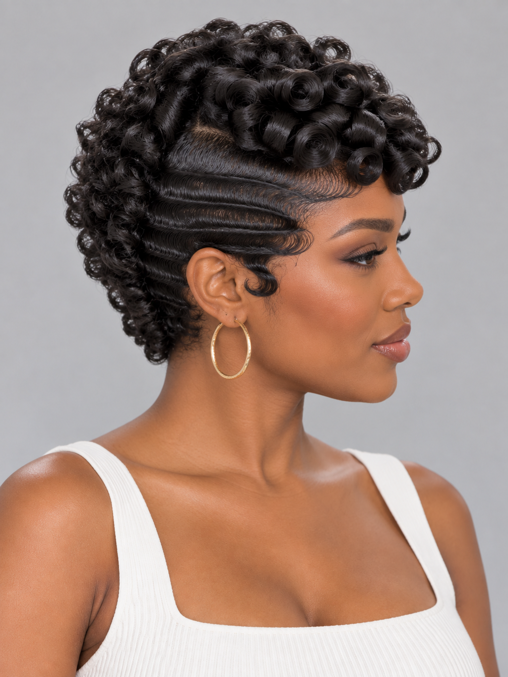 Pixie Wig Free Part Deep Curly