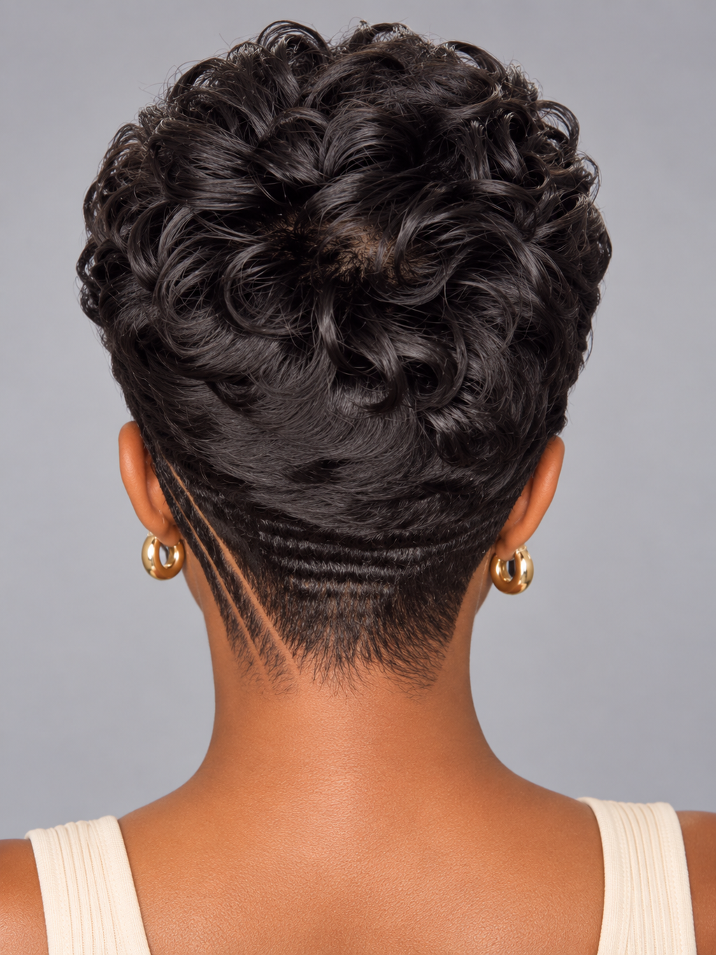 Pixie Wig Curly 6 inches Blac
