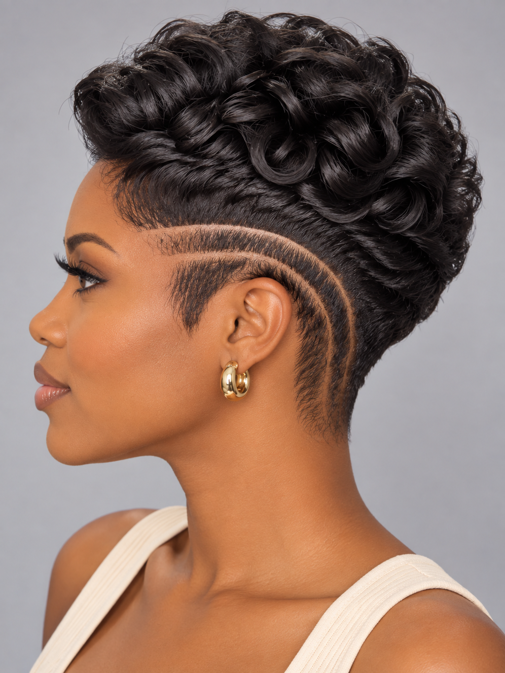 Pixie Wig Curly 6 inches Blac