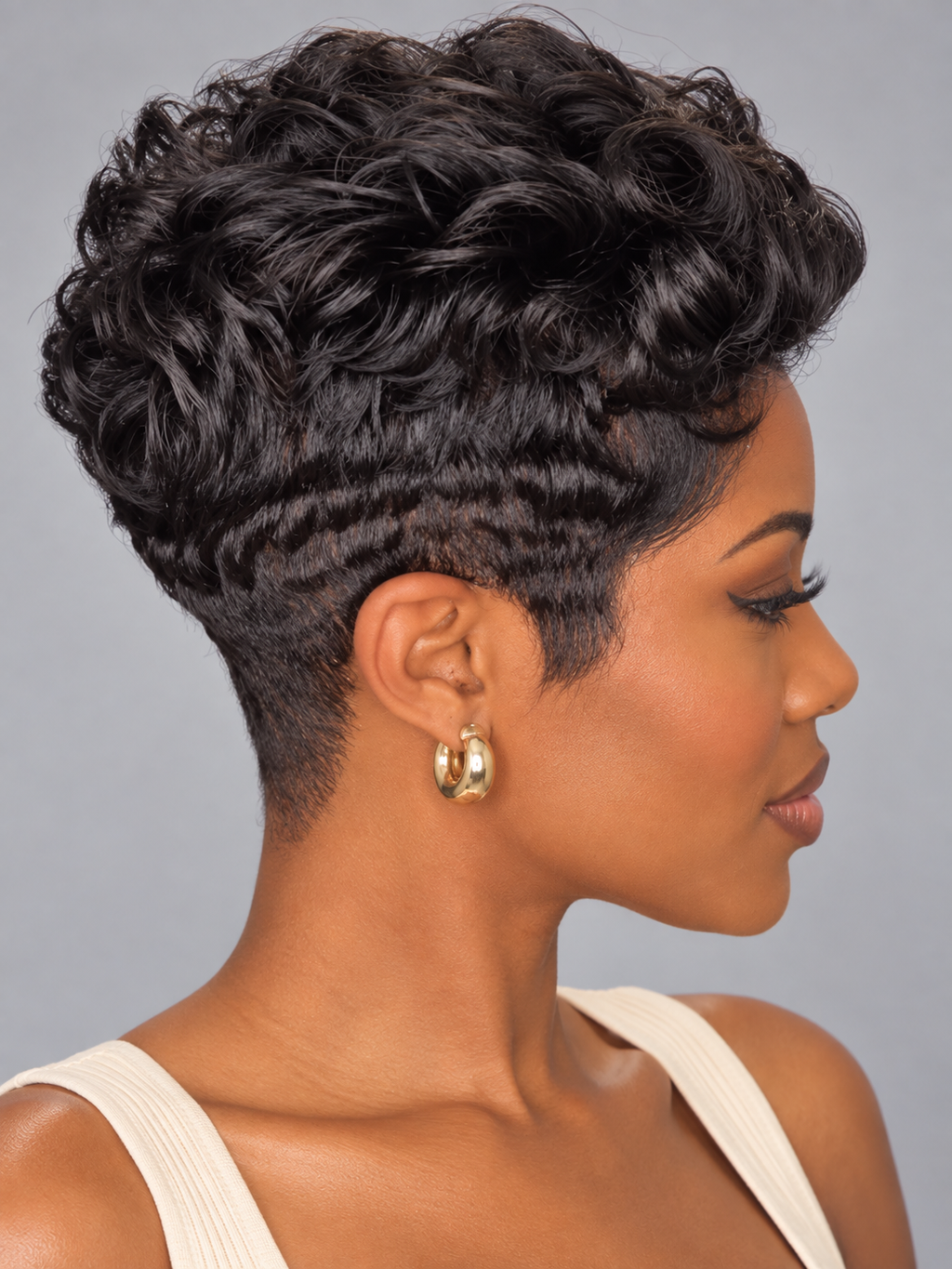 Pixie Wig Curly 6 inches Blac