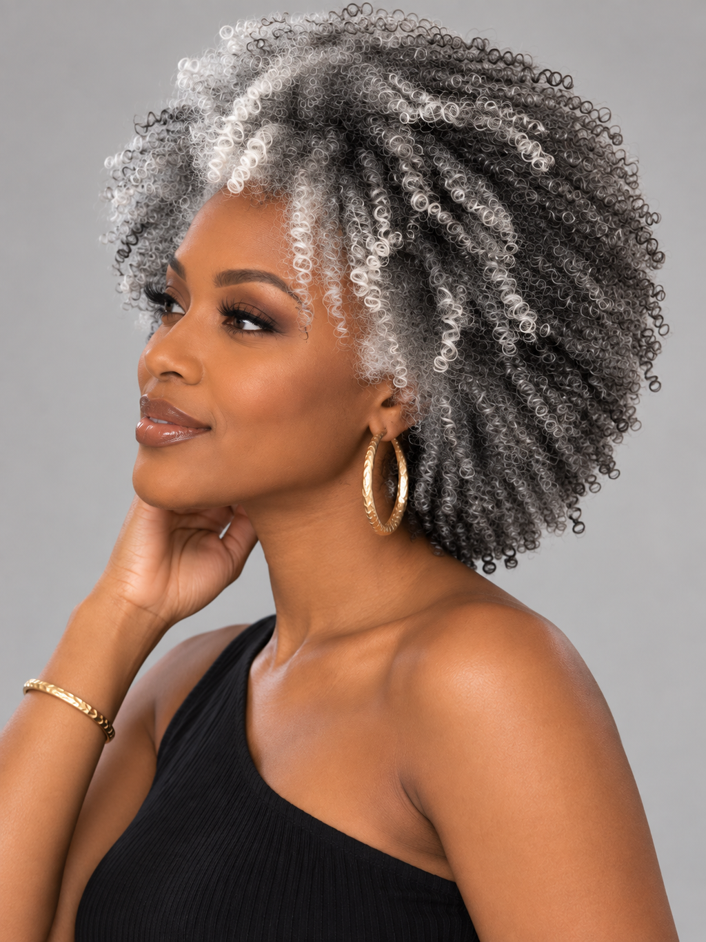 Pixie wig short cut Afro curl Salt