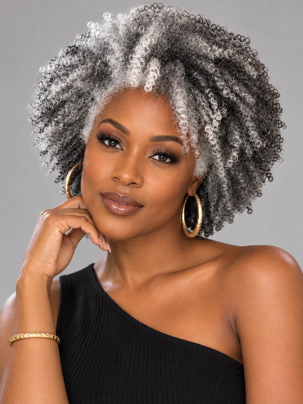 Pixie wig short cut Afro curl Salt