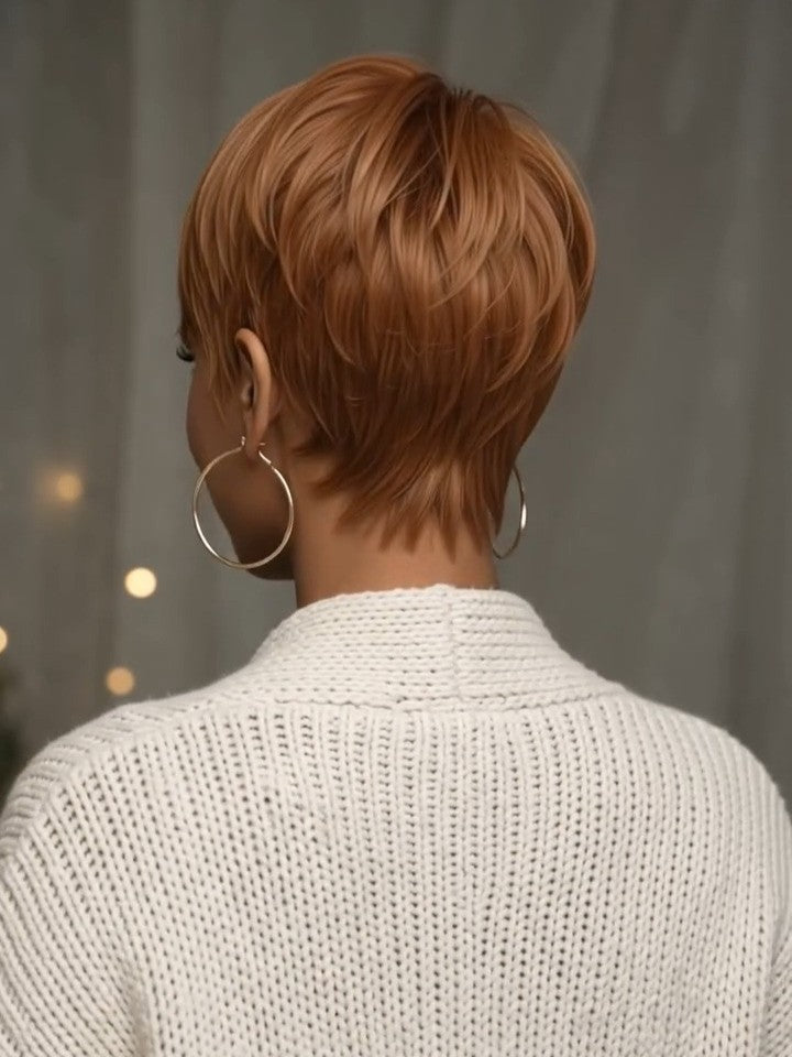 Straight 6 inches Brown Wig