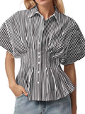 Exaggerated Sleeve Pleated Blouse