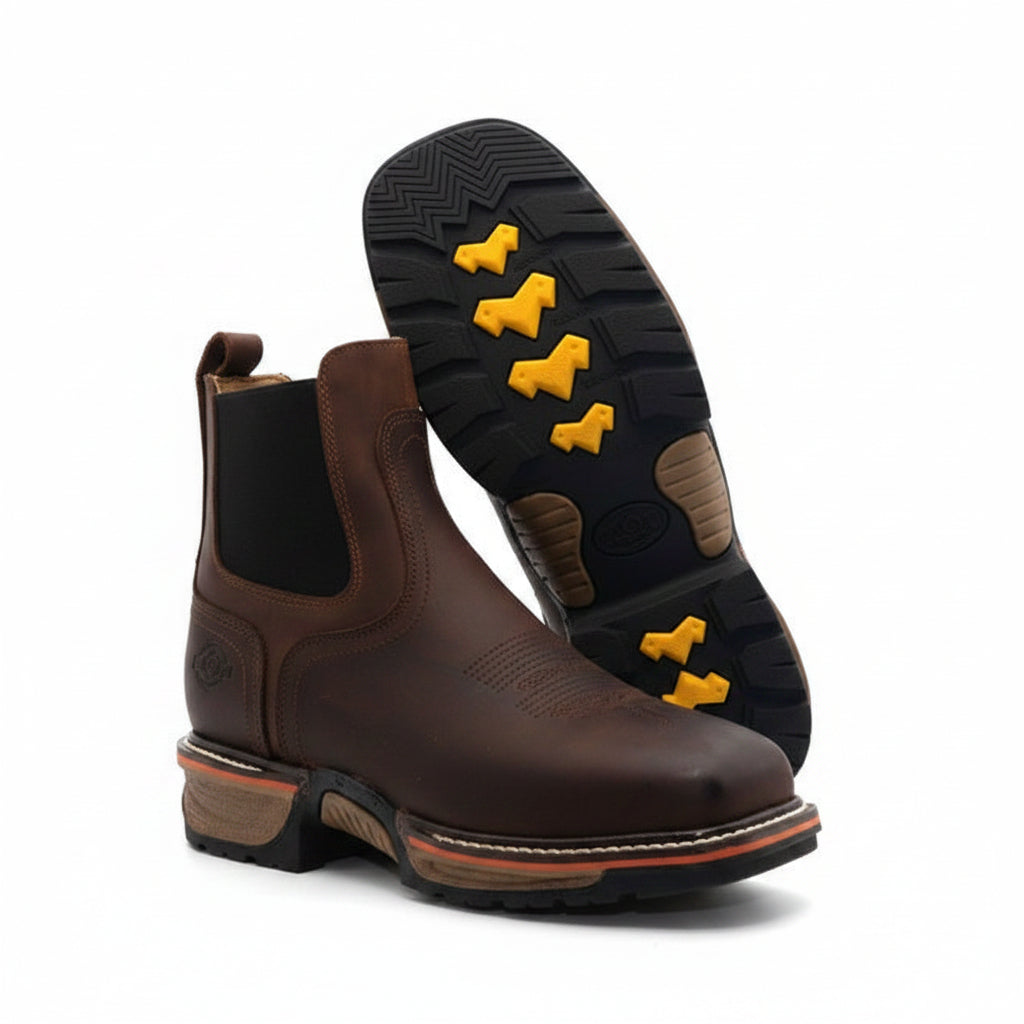 Soft toe Pull On Leather Work Boots