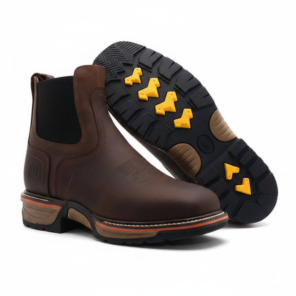 Soft toe Pull On Leather Work Boots