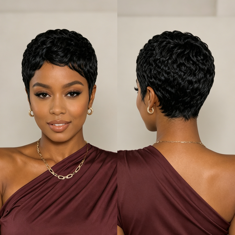 Coffee Ash Wave Special Style Pixie Cut Wig