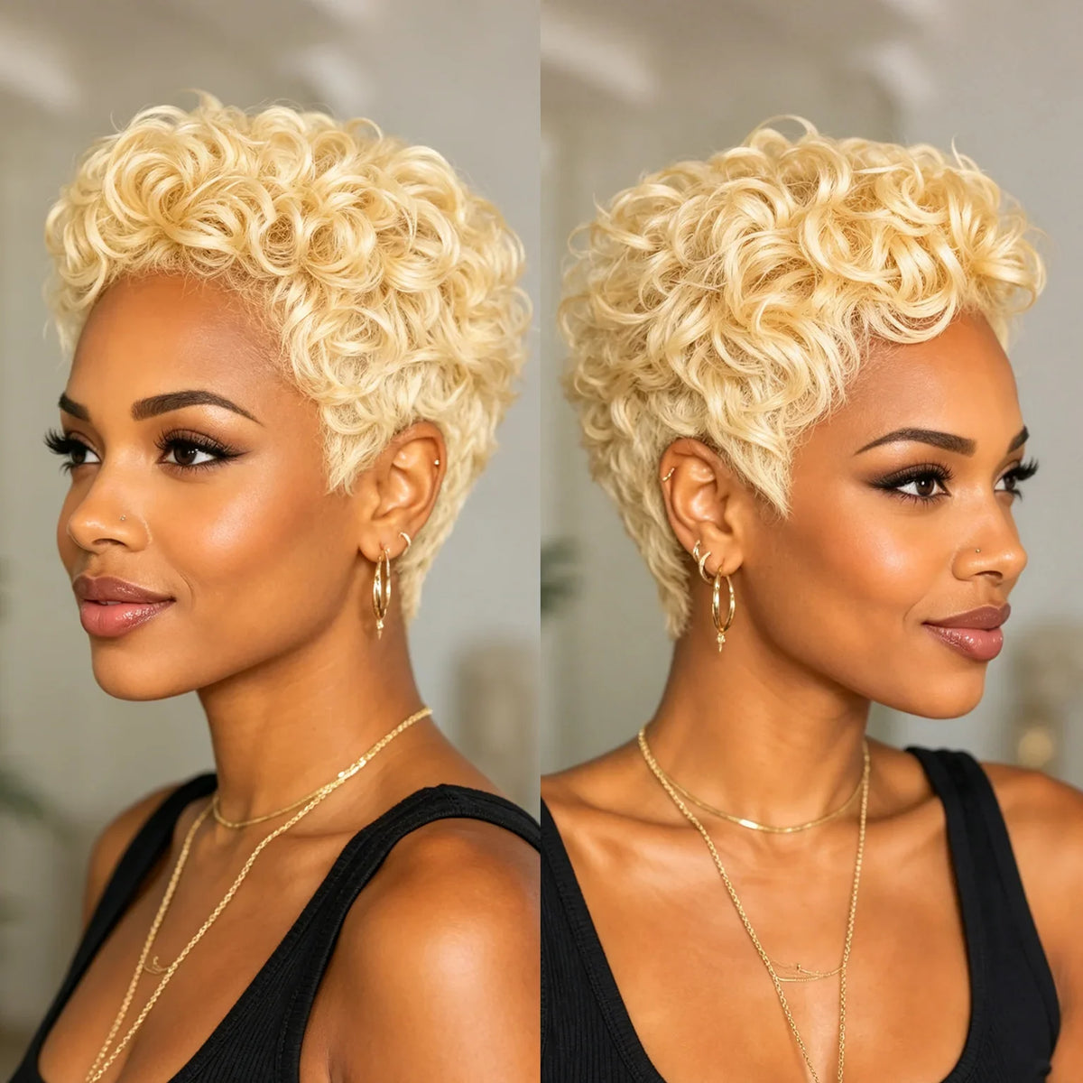 Honey Blonde Short Wave Pixie Wig