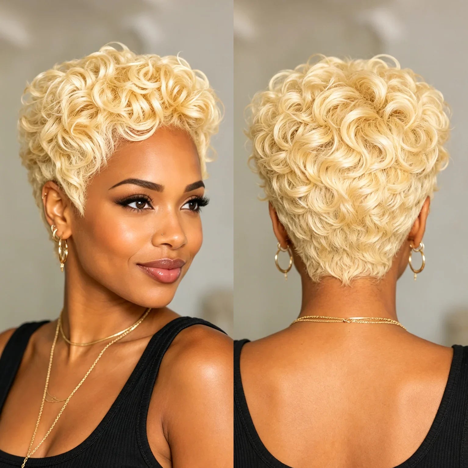 Honey Blonde Short Wave Pixie Wig