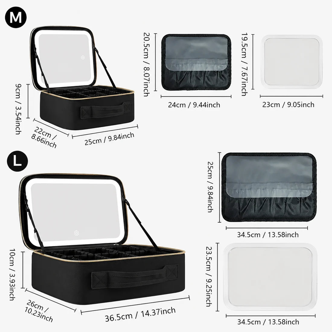 Leopard Print Makeup Case with Mirror & Dimmable LED Lights