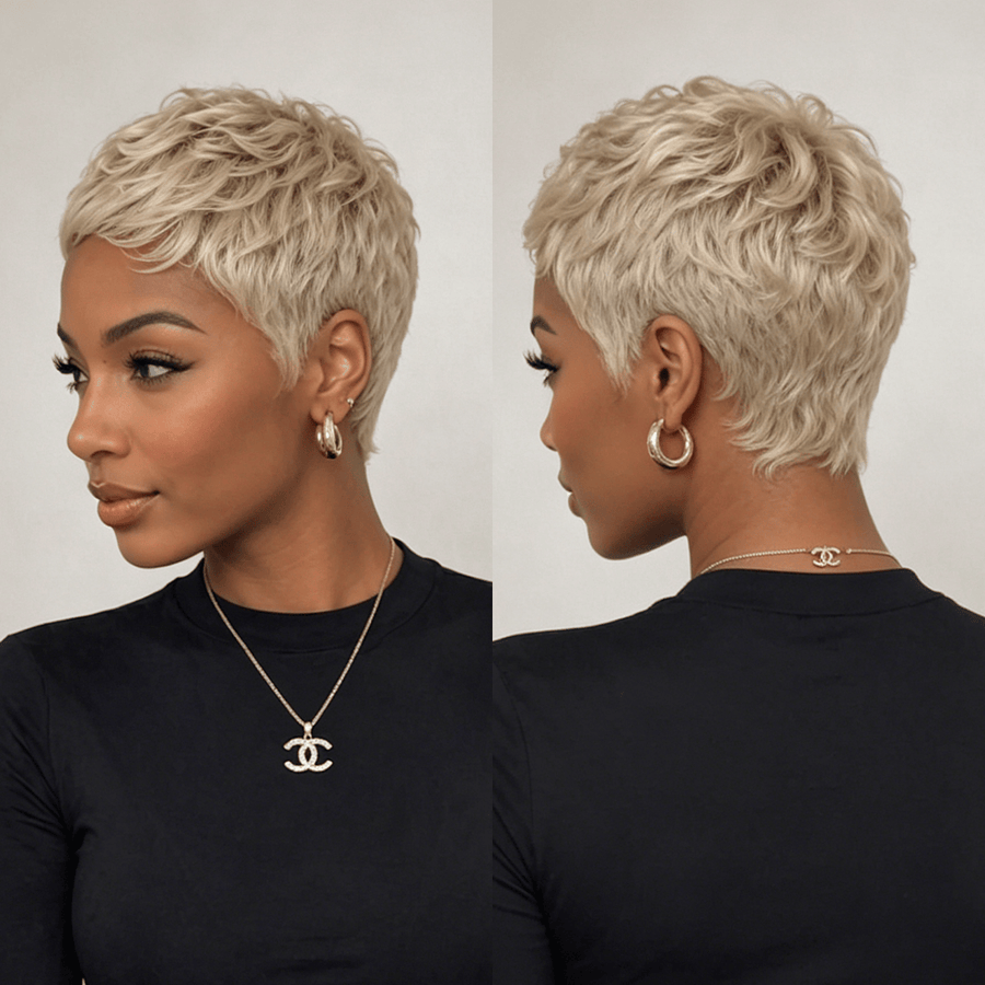 Sexy Mattified Platinum Special Wave Pixie Wig