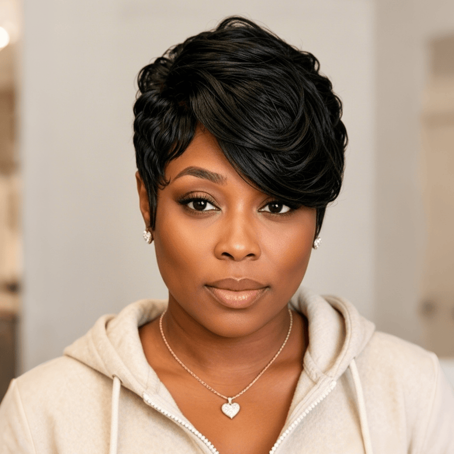 Side Part Fasion Pixie Cut Sexy Wave Lace Wig