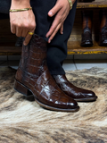 Emma Brown Full Crocodile Boots Oval