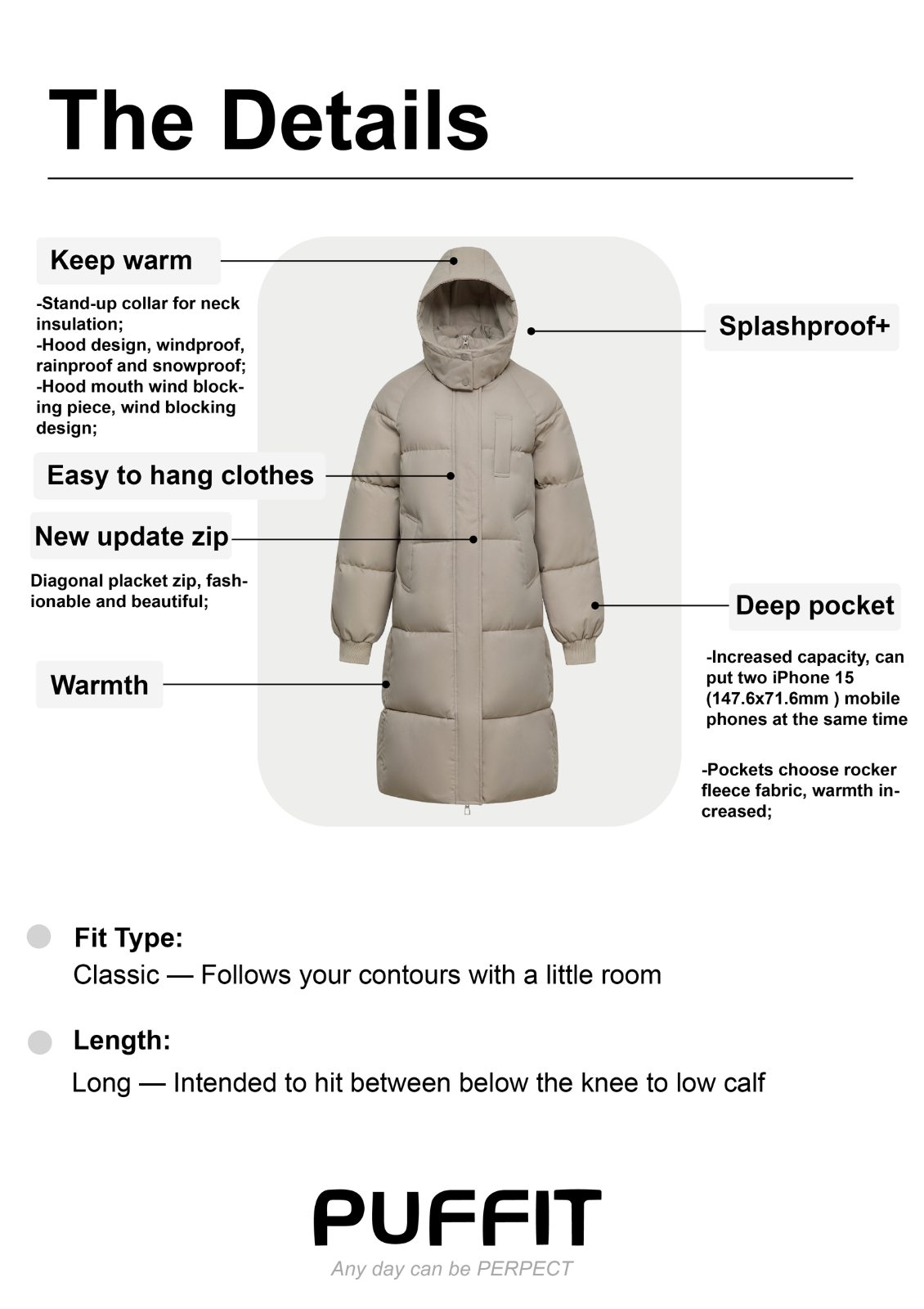 (EARLY BLACK FRIDAY-FREE SHIPPING)Hooded Long Puffer Jacket