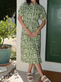 Spring Floral Midi Shirt Dress