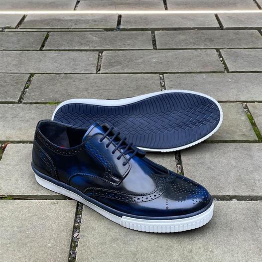 Blue Brogues Men's Polished Leather Sneakers