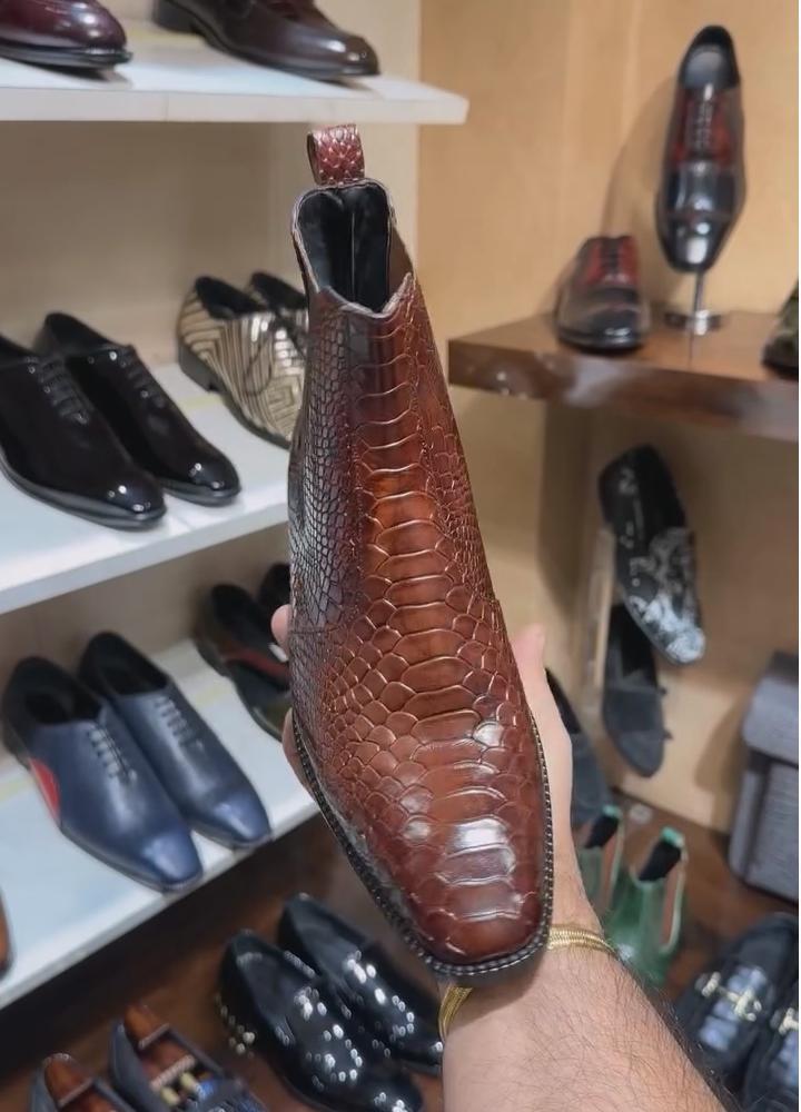 Cobra Scaled Chelsea Boots