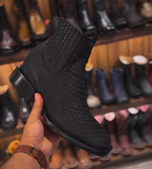Black Scale Cowboy Boots Work Boots