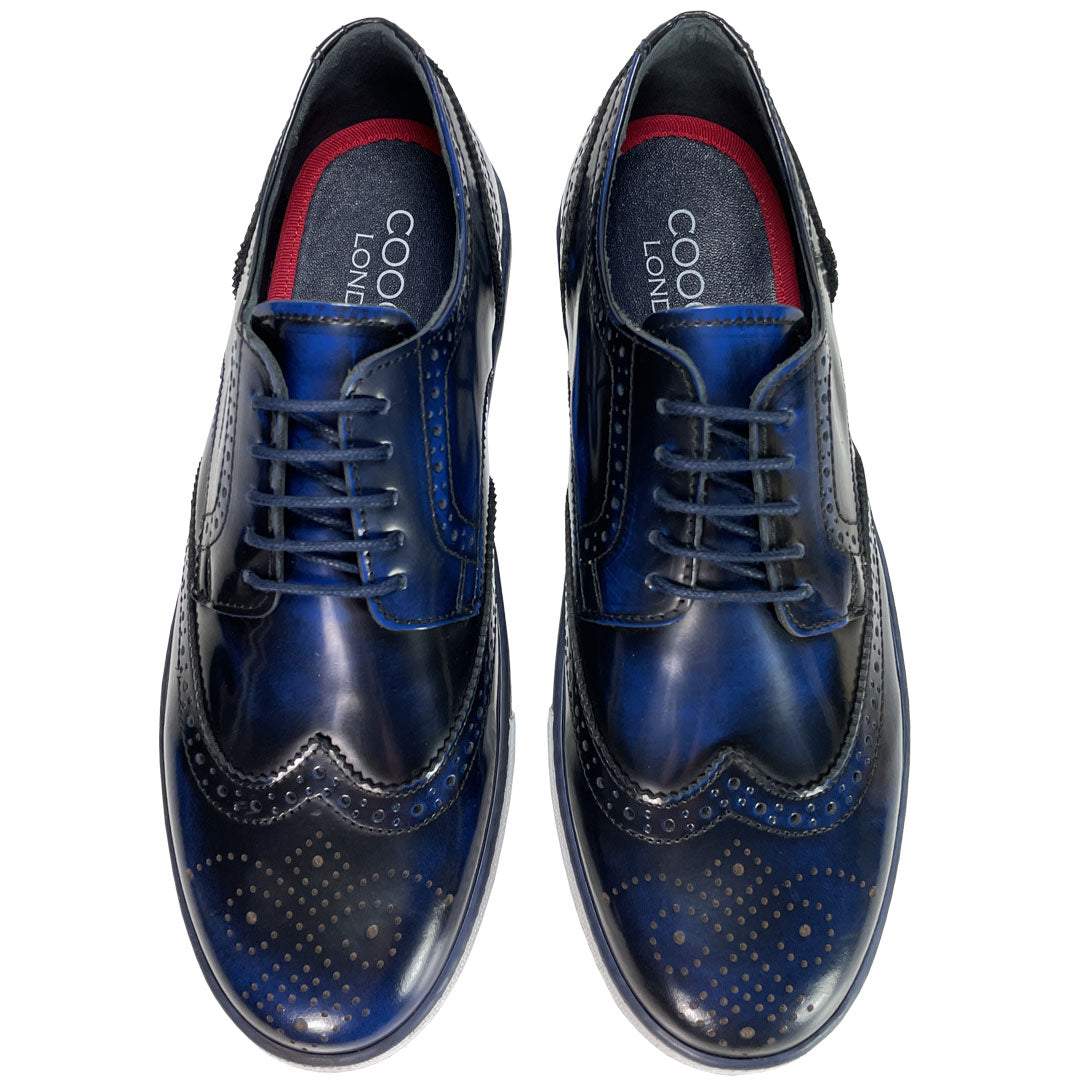 Blue Brogues Men's Polished Leather Sneakers