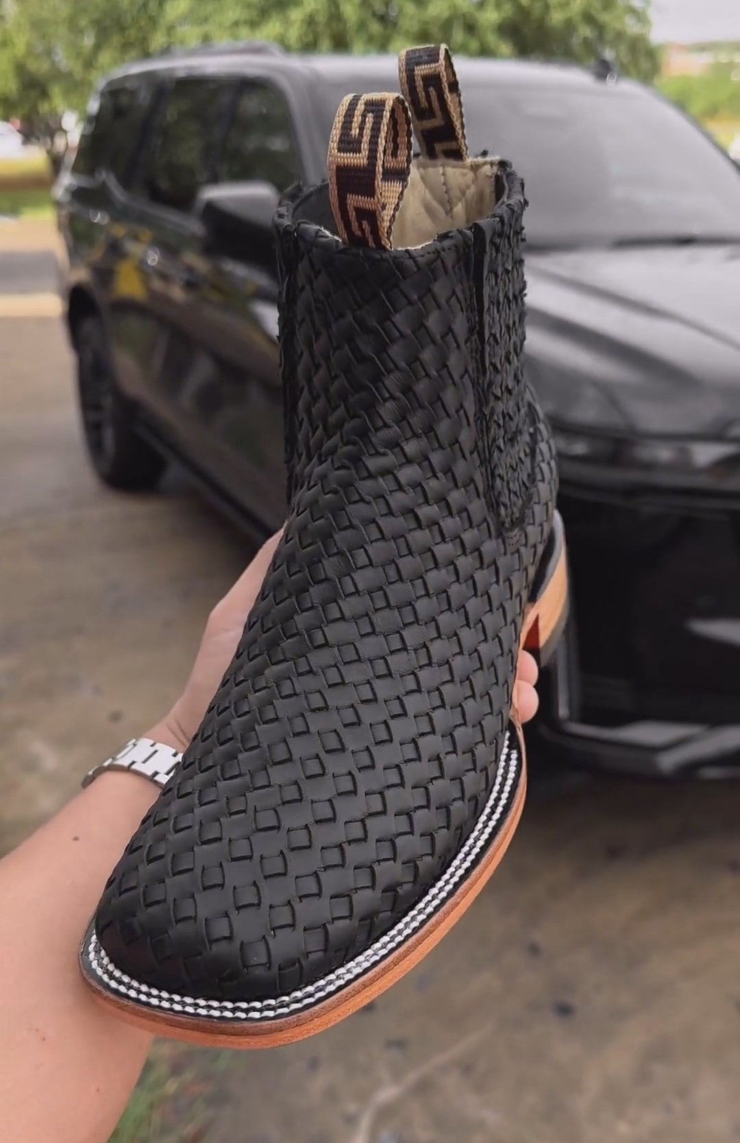 Hand Woven Cowhide Cowboy Boots