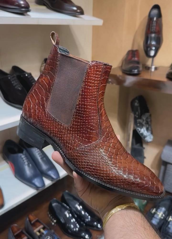 Cobra Scaled Chelsea Boots
