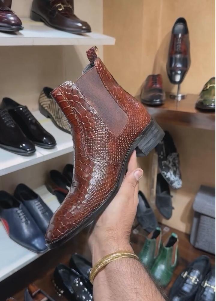 Cobra Scaled Chelsea Boots