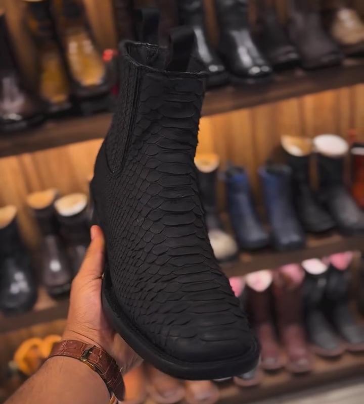 Black Scale Cowboy Boots Work Boots